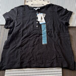 Nine West Black Short Sleeve Henley size large NWT